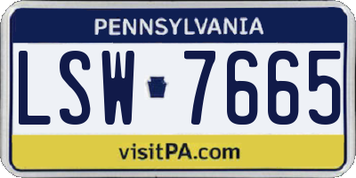 PA license plate LSW7665