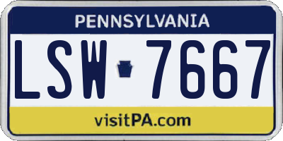 PA license plate LSW7667
