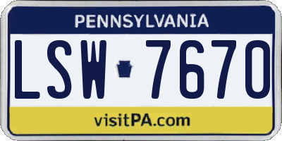 PA license plate LSW7670
