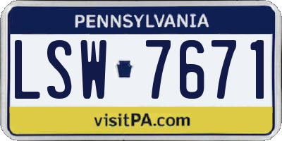 PA license plate LSW7671