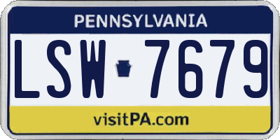PA license plate LSW7679