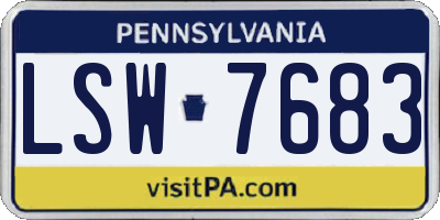 PA license plate LSW7683
