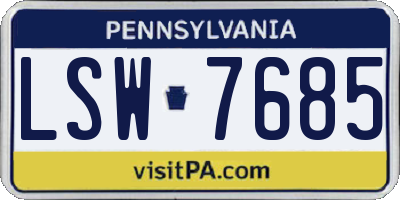 PA license plate LSW7685