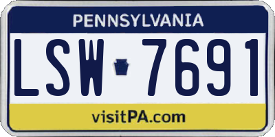 PA license plate LSW7691