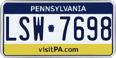 PA license plate LSW7698