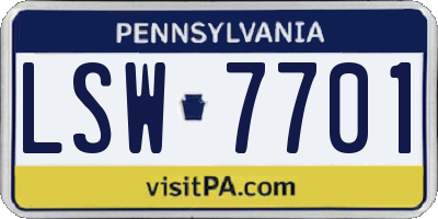 PA license plate LSW7701