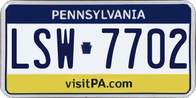 PA license plate LSW7702