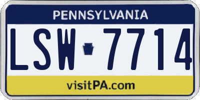 PA license plate LSW7714