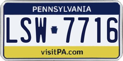 PA license plate LSW7716