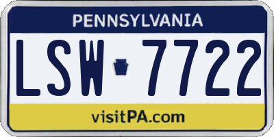 PA license plate LSW7722