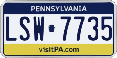 PA license plate LSW7735