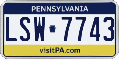PA license plate LSW7743