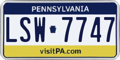 PA license plate LSW7747