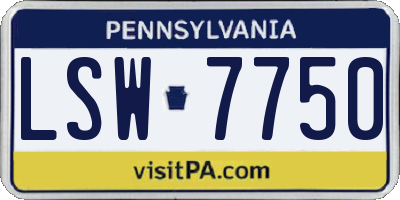 PA license plate LSW7750