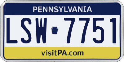 PA license plate LSW7751