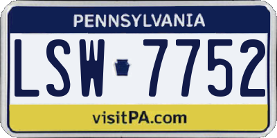 PA license plate LSW7752