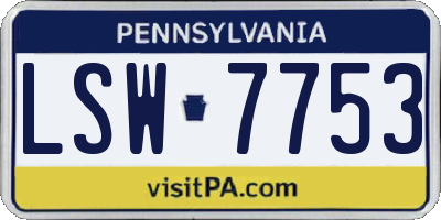 PA license plate LSW7753