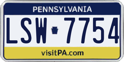 PA license plate LSW7754