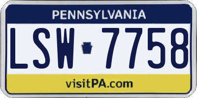 PA license plate LSW7758