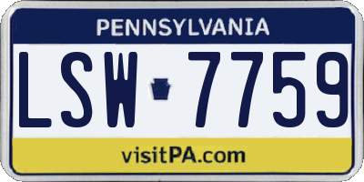 PA license plate LSW7759