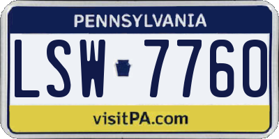 PA license plate LSW7760