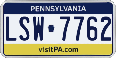 PA license plate LSW7762