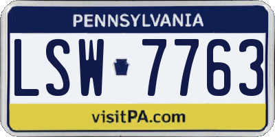 PA license plate LSW7763