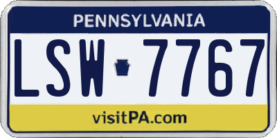 PA license plate LSW7767