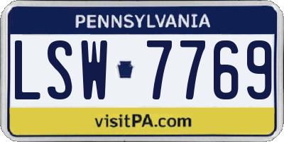 PA license plate LSW7769
