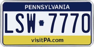 PA license plate LSW7770