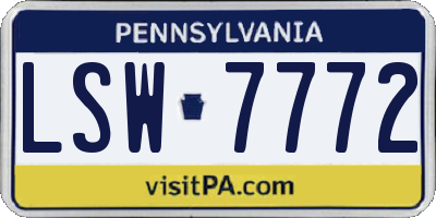 PA license plate LSW7772