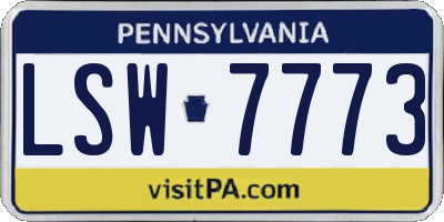 PA license plate LSW7773