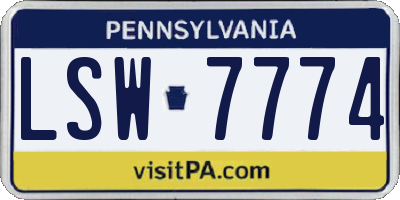 PA license plate LSW7774