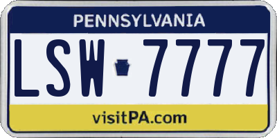 PA license plate LSW7777