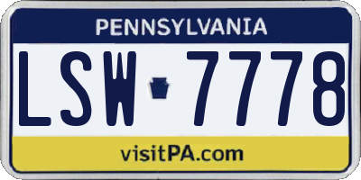 PA license plate LSW7778