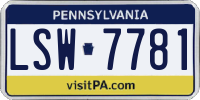 PA license plate LSW7781