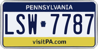 PA license plate LSW7787