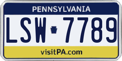 PA license plate LSW7789