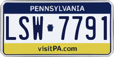 PA license plate LSW7791