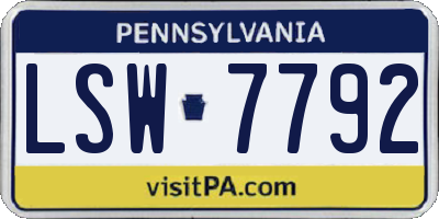 PA license plate LSW7792