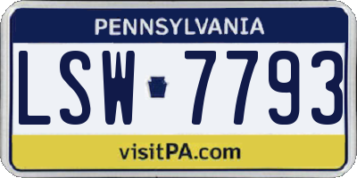 PA license plate LSW7793