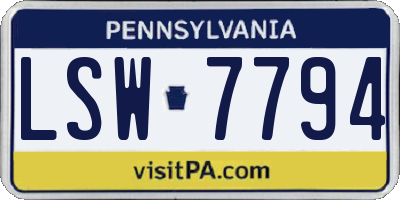PA license plate LSW7794