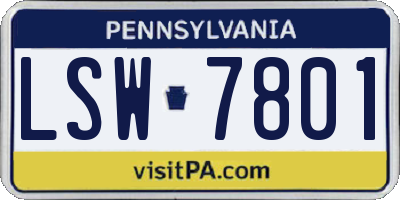 PA license plate LSW7801