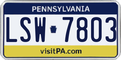 PA license plate LSW7803