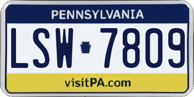 PA license plate LSW7809