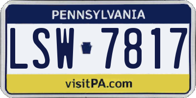 PA license plate LSW7817