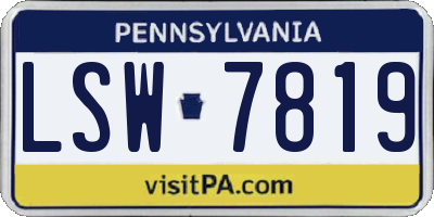 PA license plate LSW7819