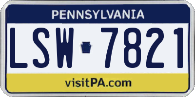 PA license plate LSW7821