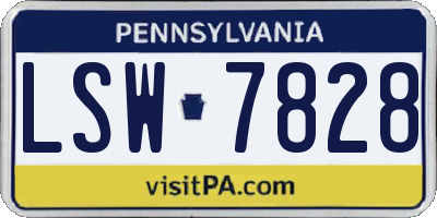 PA license plate LSW7828