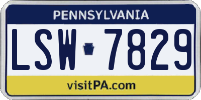 PA license plate LSW7829